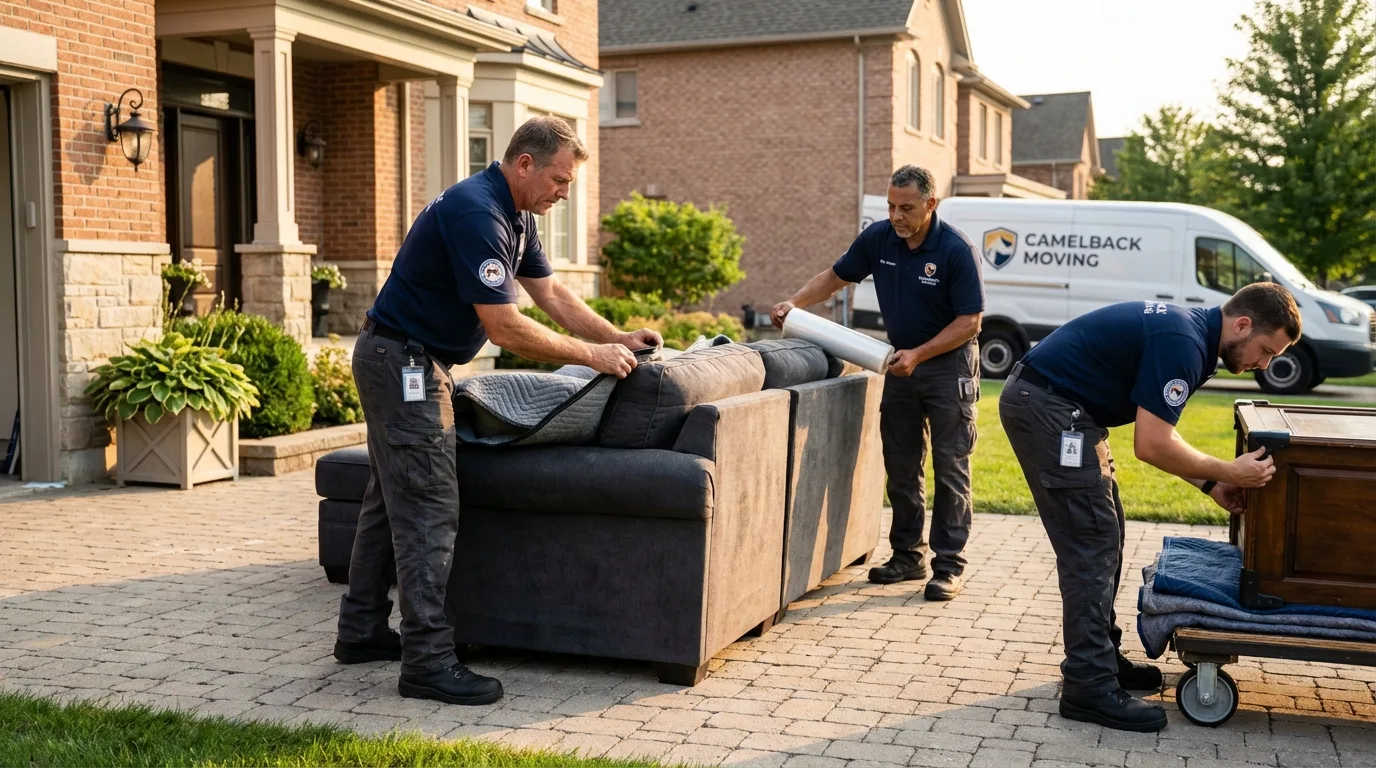 Large estate moving crew wrapping furniture in Middletown, IN