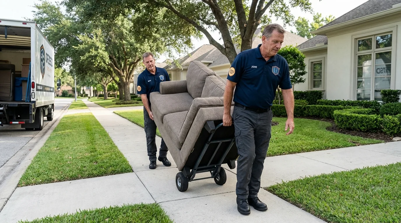 Local residential moving crew loading furniture in Middletown, IN